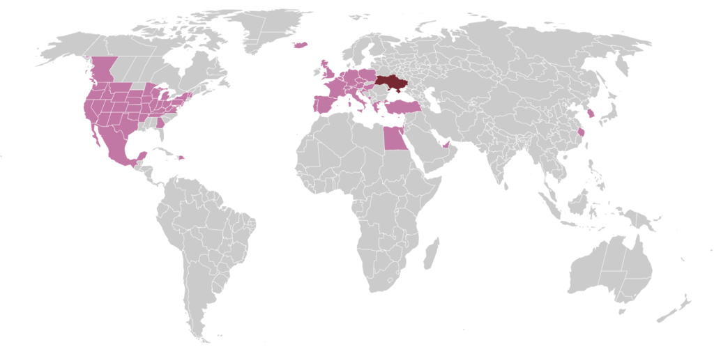 Map of the World, Countries visited by Maribo